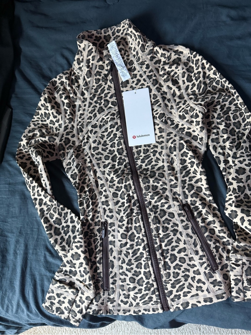 lululemon athletica Women's Beige and Black Leopard Zip-Up Jacket